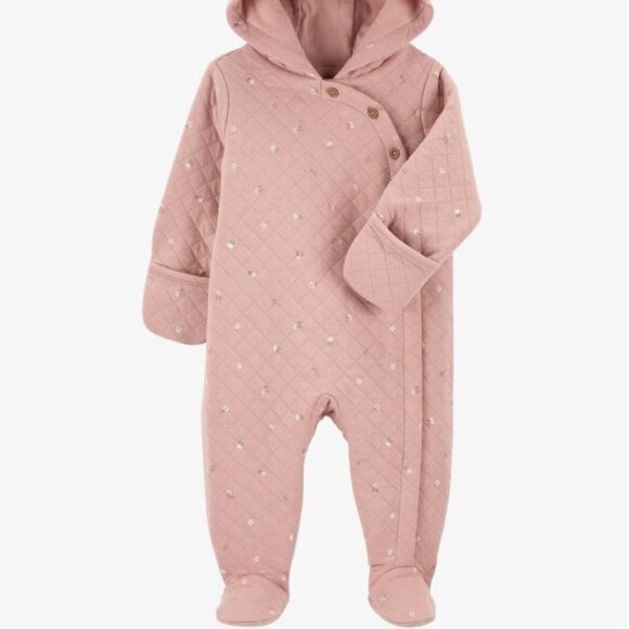 NB Baby Hooded Quilted Jumpsuit - Picture 2 of 3